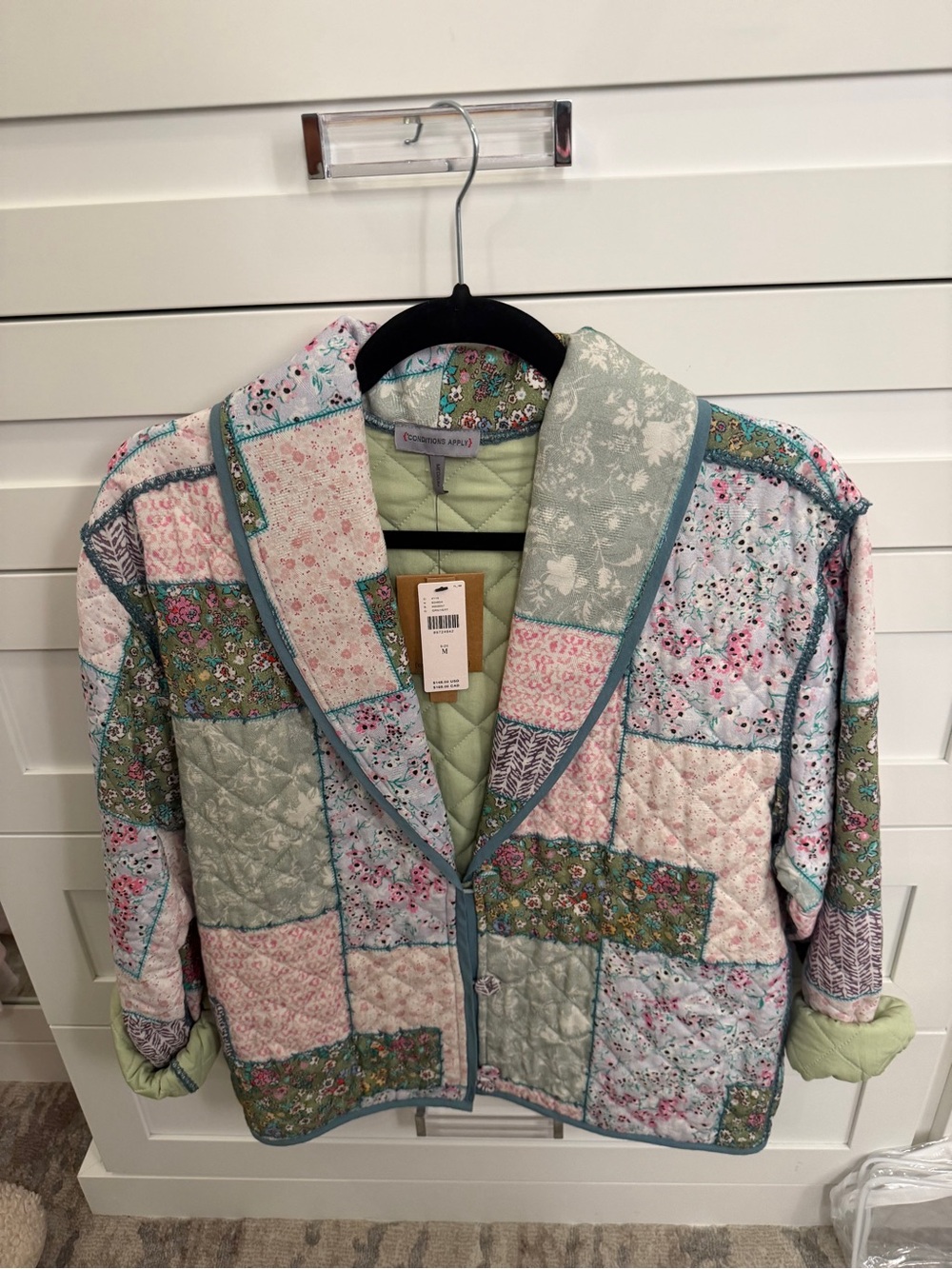 Anthropologie Pastel Quilted Patchwork Blazer Size M
